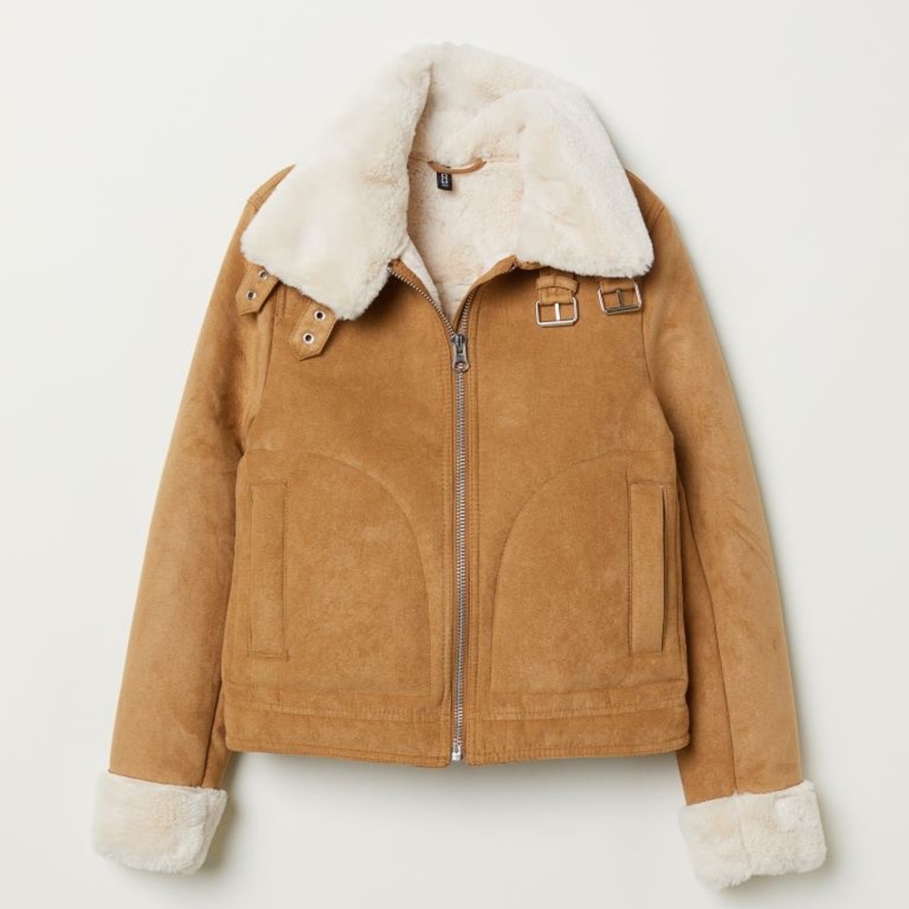 Brown Suede Jacket with Faux Fir Lining